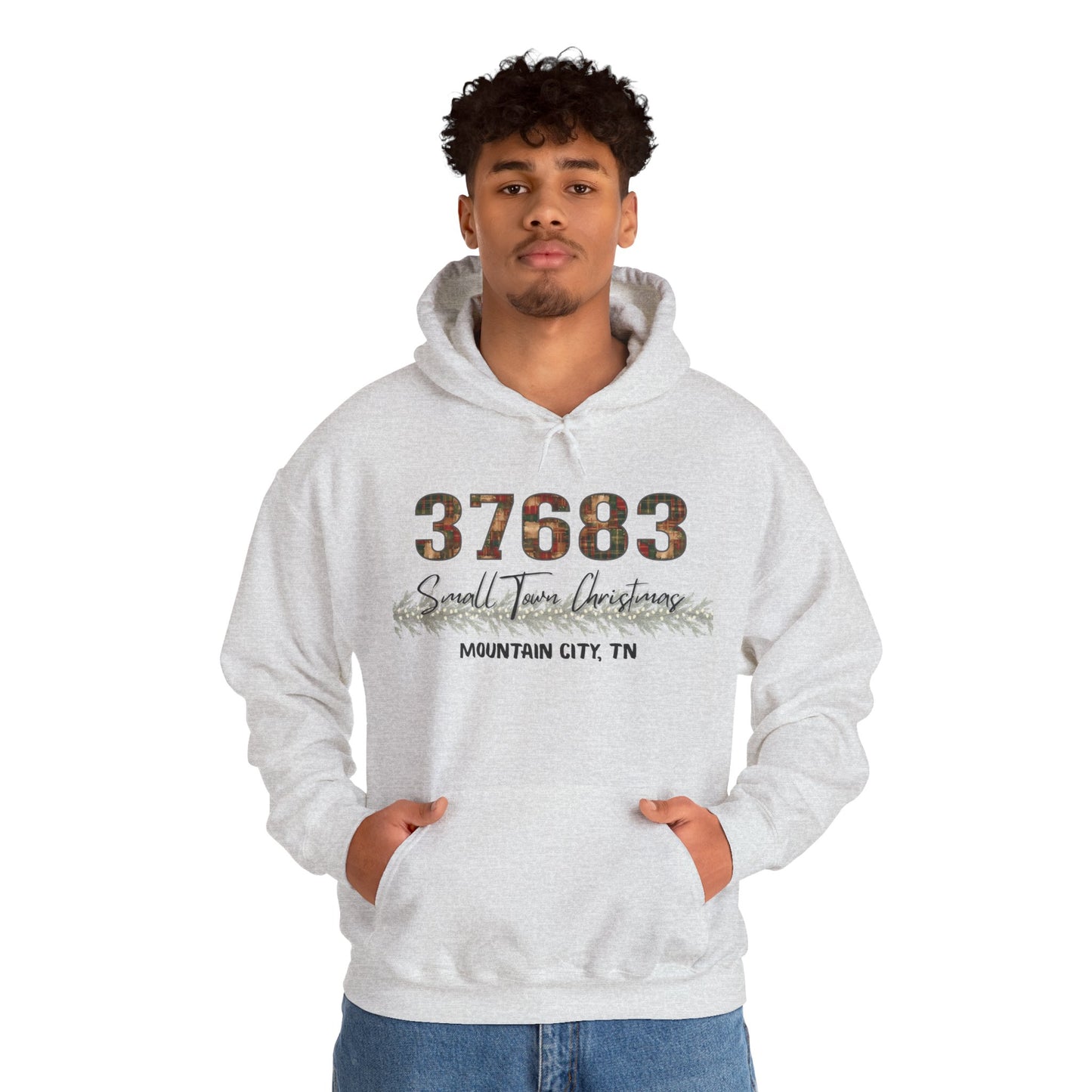 Small Town Christmas Hoodie - Mtn City | Cozy Winter Apparel, Gift for Him/Her, Holiday Outfit, Family Gathering Clothes