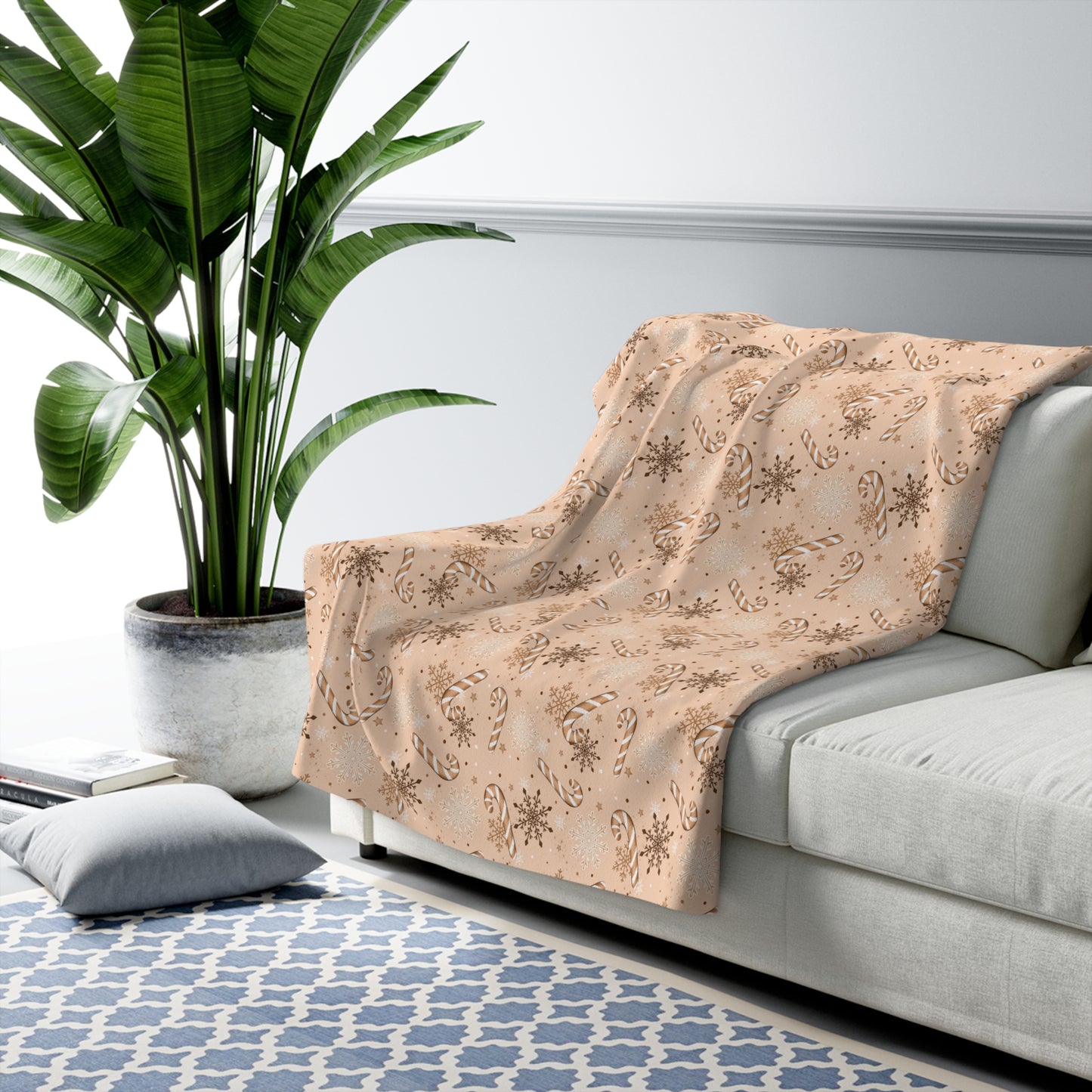 Candy Cane Snowflakes Sherpa Fleece Blanket