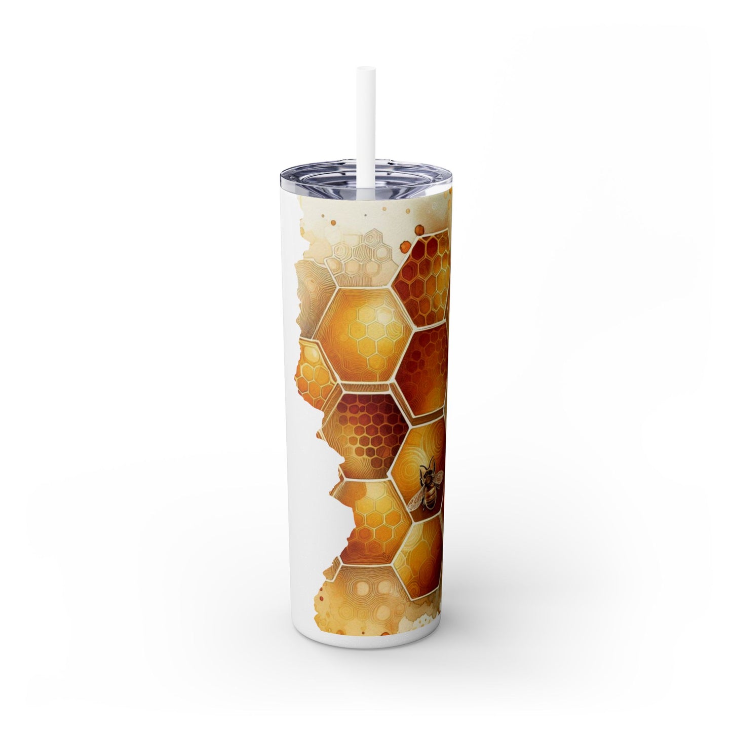 Personalized Honeycomb Skinny Tumbler - 20oz Travel Mug with Straw