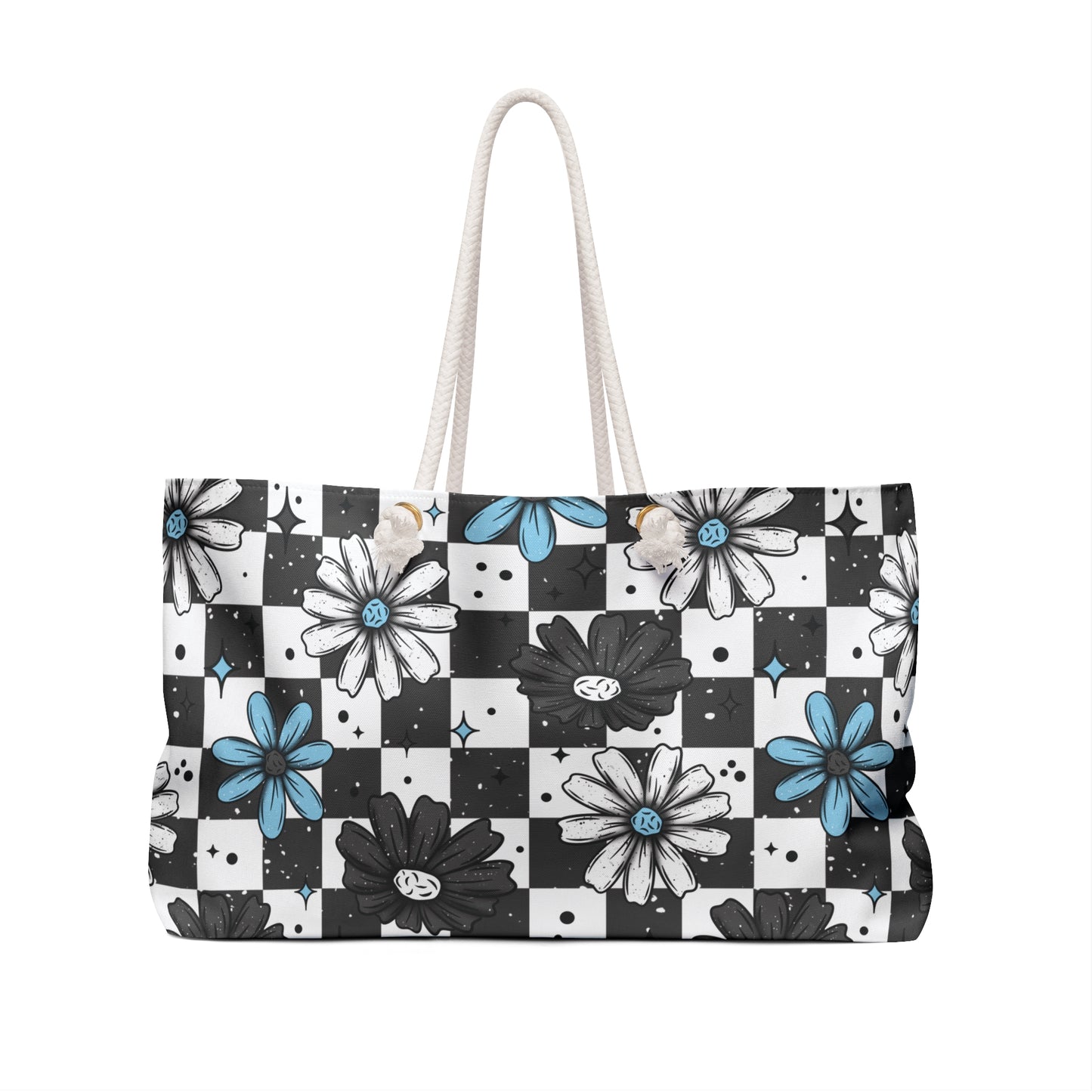 Floral Checkers Weekender Bag - Eco-Friendly Travel Tote