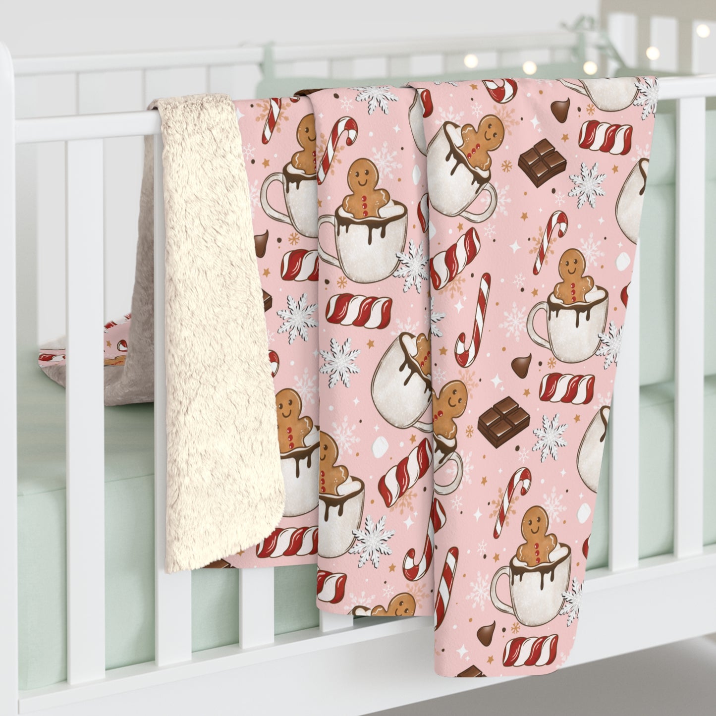 Gingerbread Hot Cocoa Sherpa Fleece Blanket