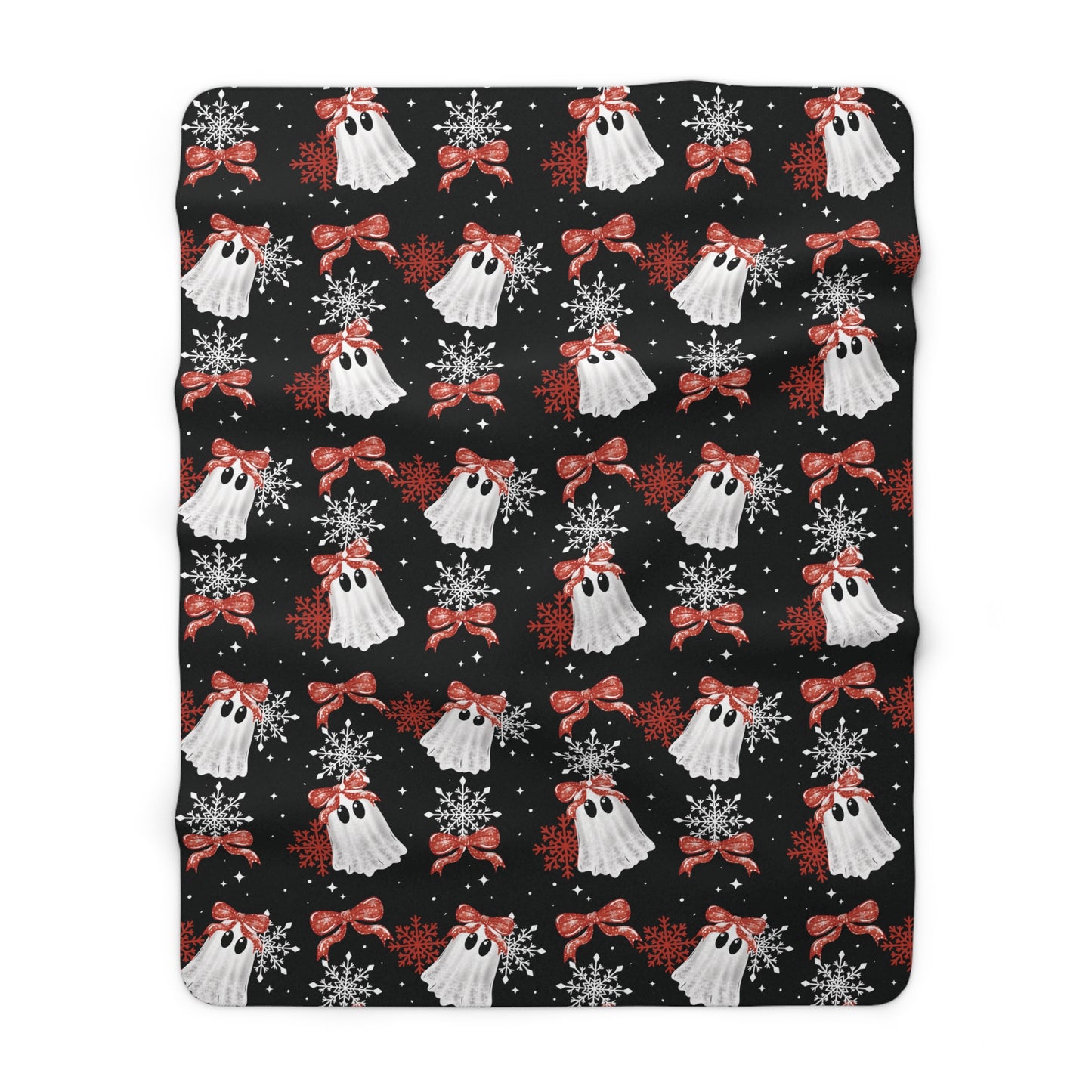 Snowflake Ghostie Sherpa Fleece Blanket