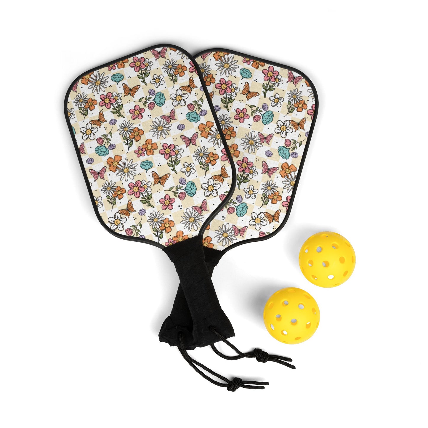 Spring Florals Pickleball Paddle Set with Balls