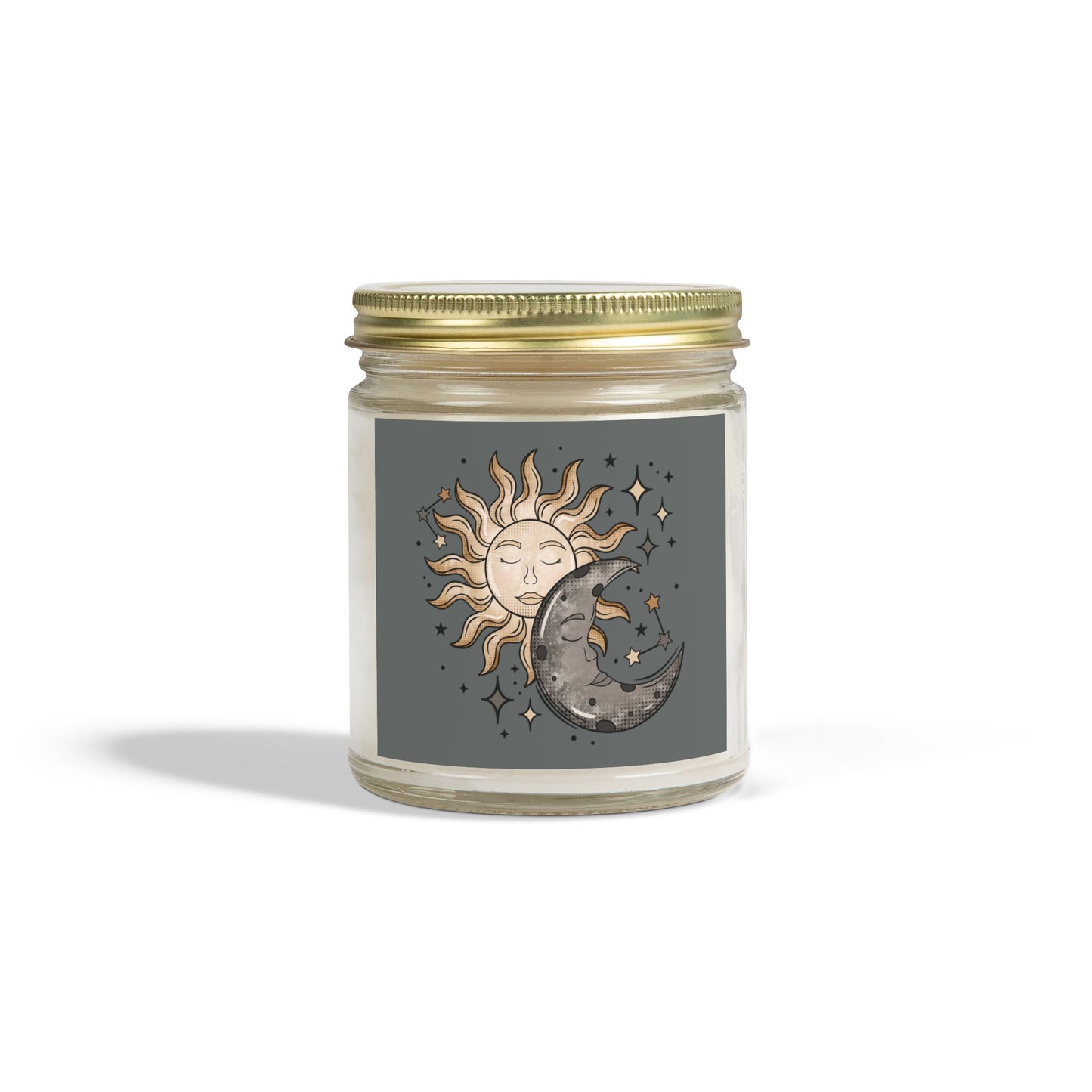 Celestial Scented Candle – Coconut Apricot Wax (4oz, 9oz) with Sun & Moon Design