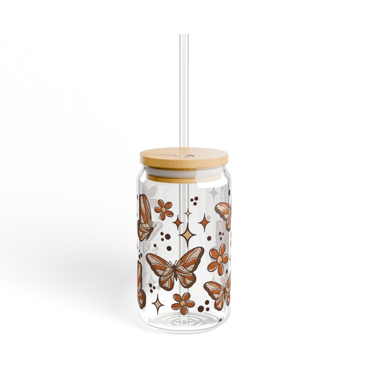 Fall Butterflies Sipper Glass, 16oz