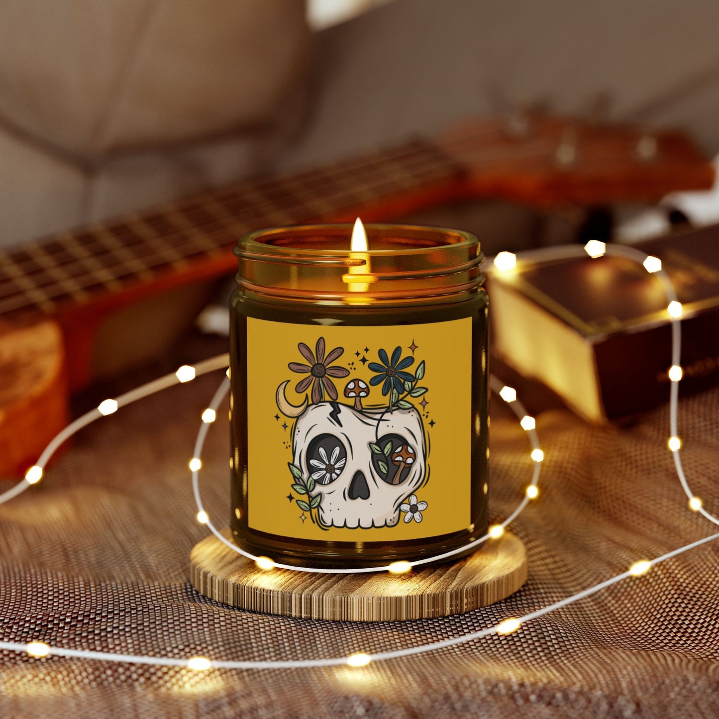 Skully Floral Scented Candle – Coconut Apricot Wax (9oz)