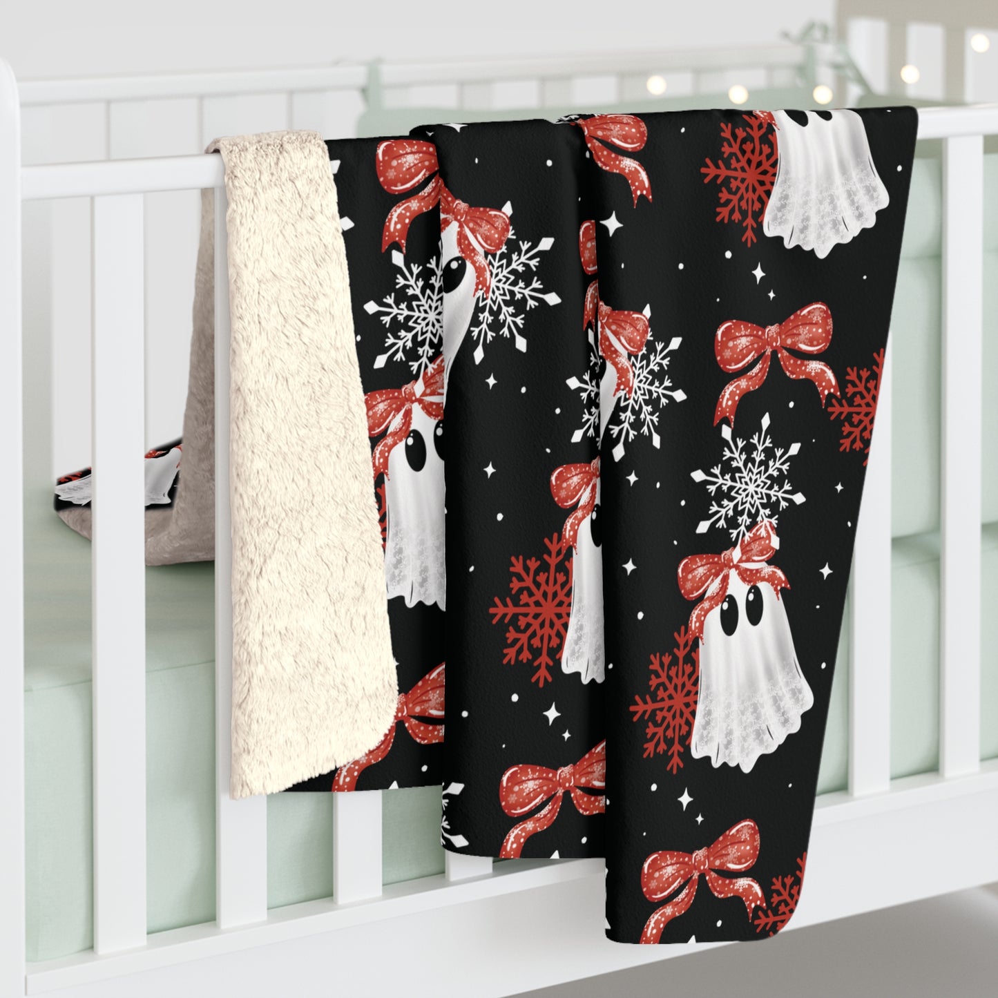 Snowflake Ghostie Sherpa Fleece Blanket