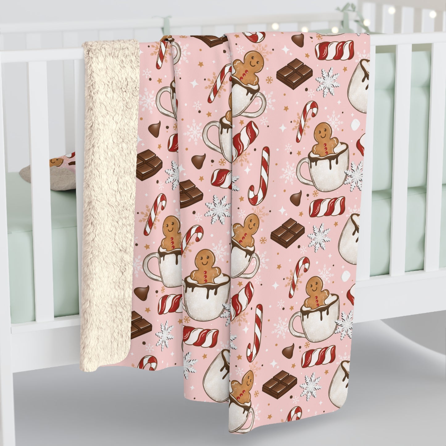 Gingerbread Hot Cocoa Sherpa Fleece Blanket