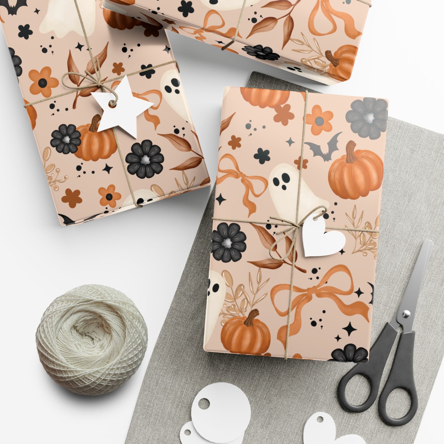 Fall Pumpkins and Florals Gift Wrap Papers
