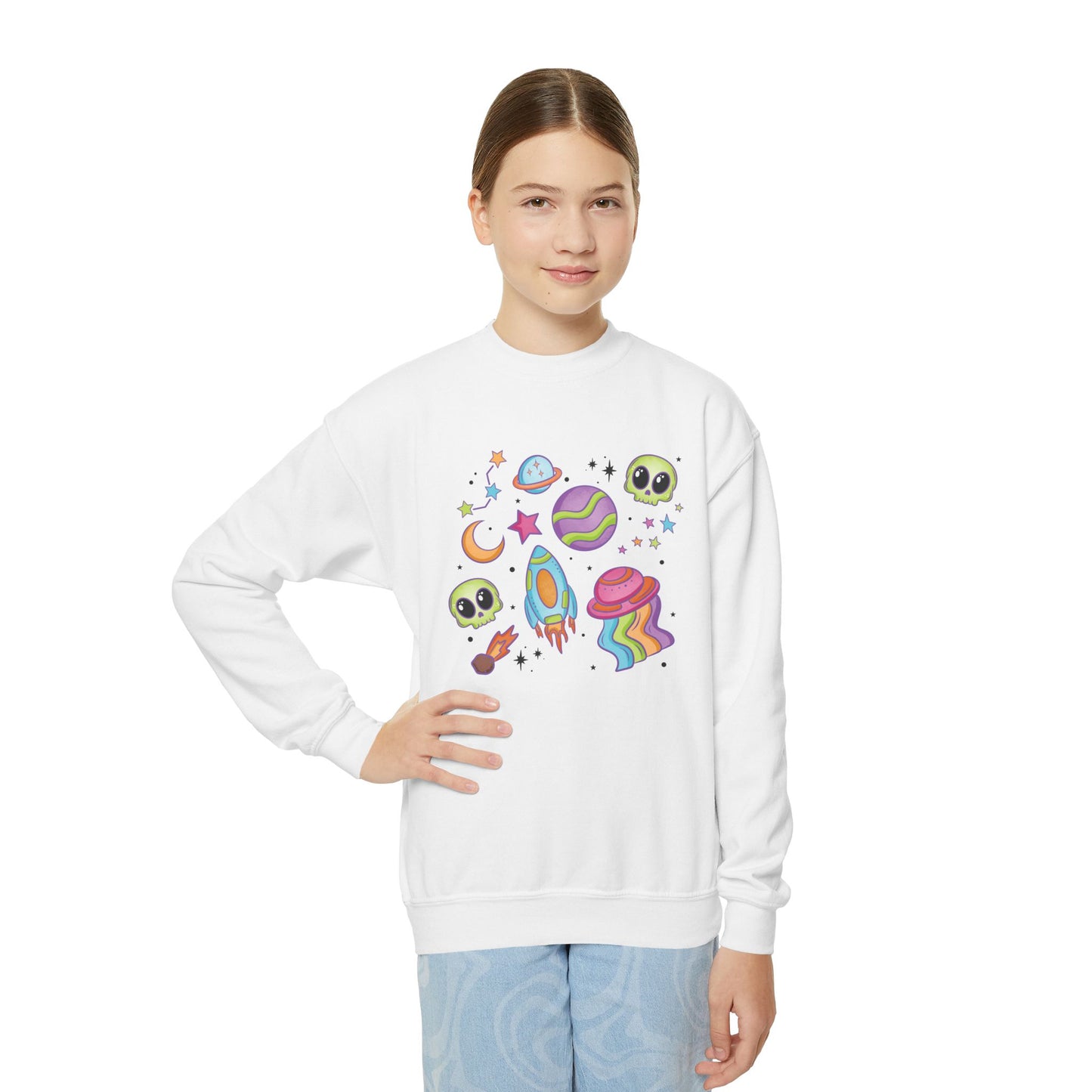 Rainbow Space Collage Crewneck Sweatshirt