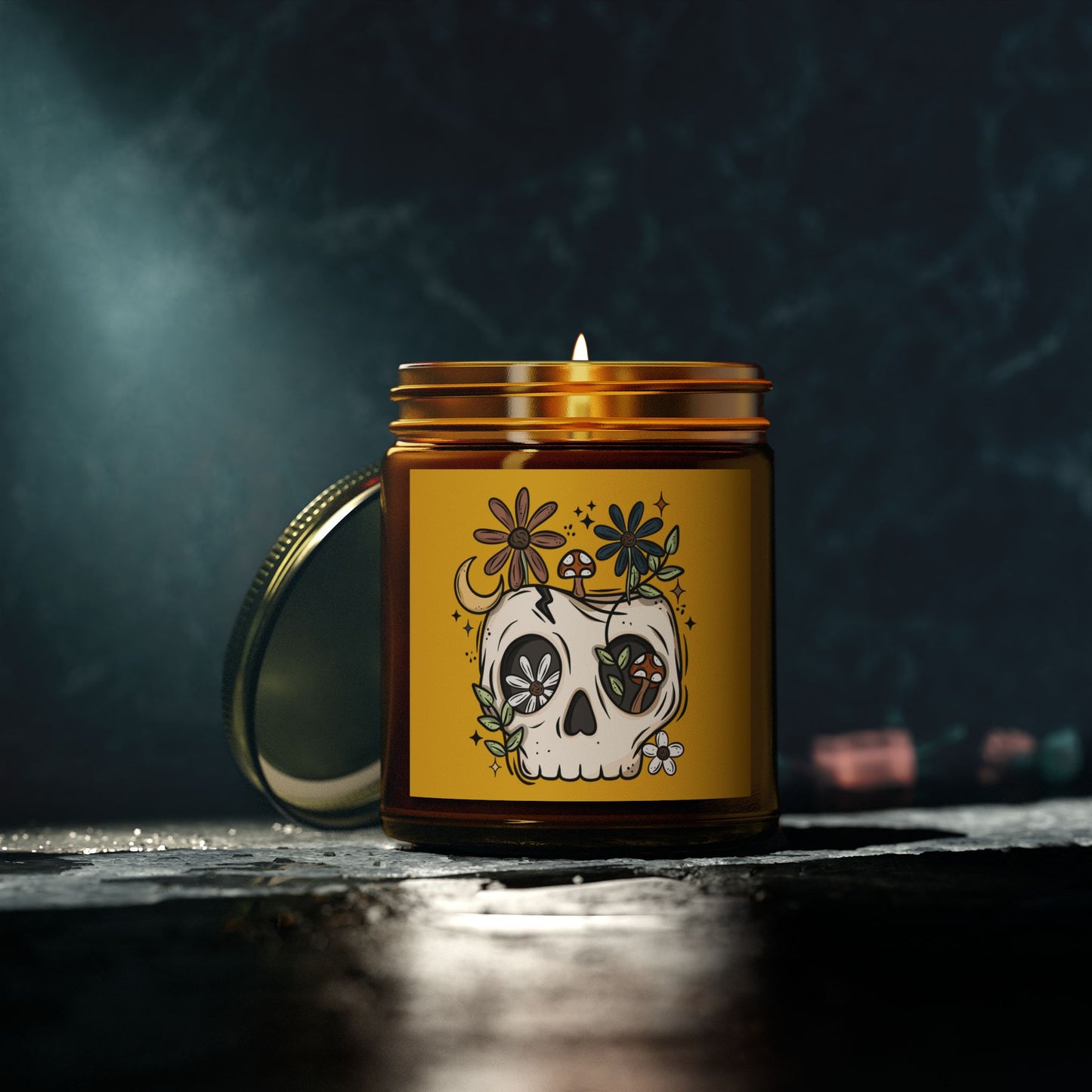 Skully Floral Scented Candle – Coconut Apricot Wax (9oz)