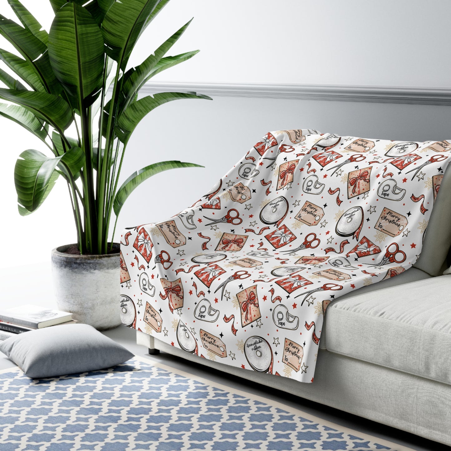Wrapping Paper Sherpa Fleece Blanket