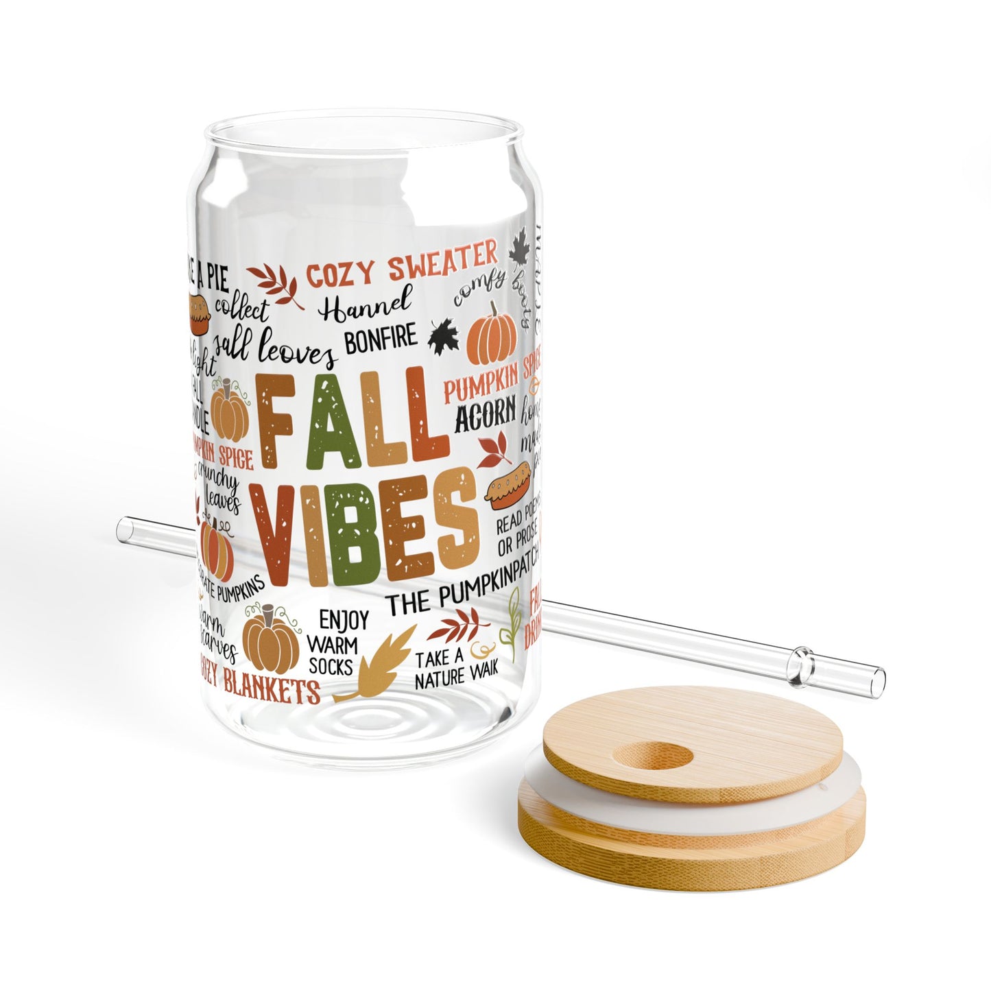 Fall Vibes Sipper Glass, 16oz
