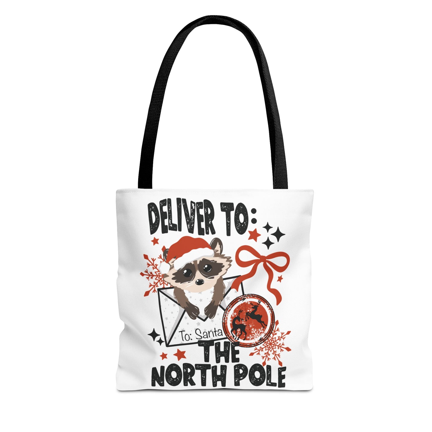Deliver to the North Pole Raccoon Tote Bag