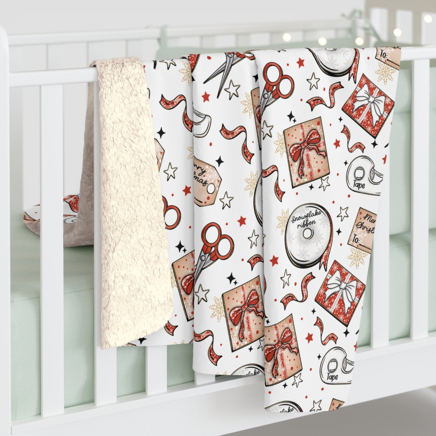 Wrapping Paper Sherpa Fleece Blanket