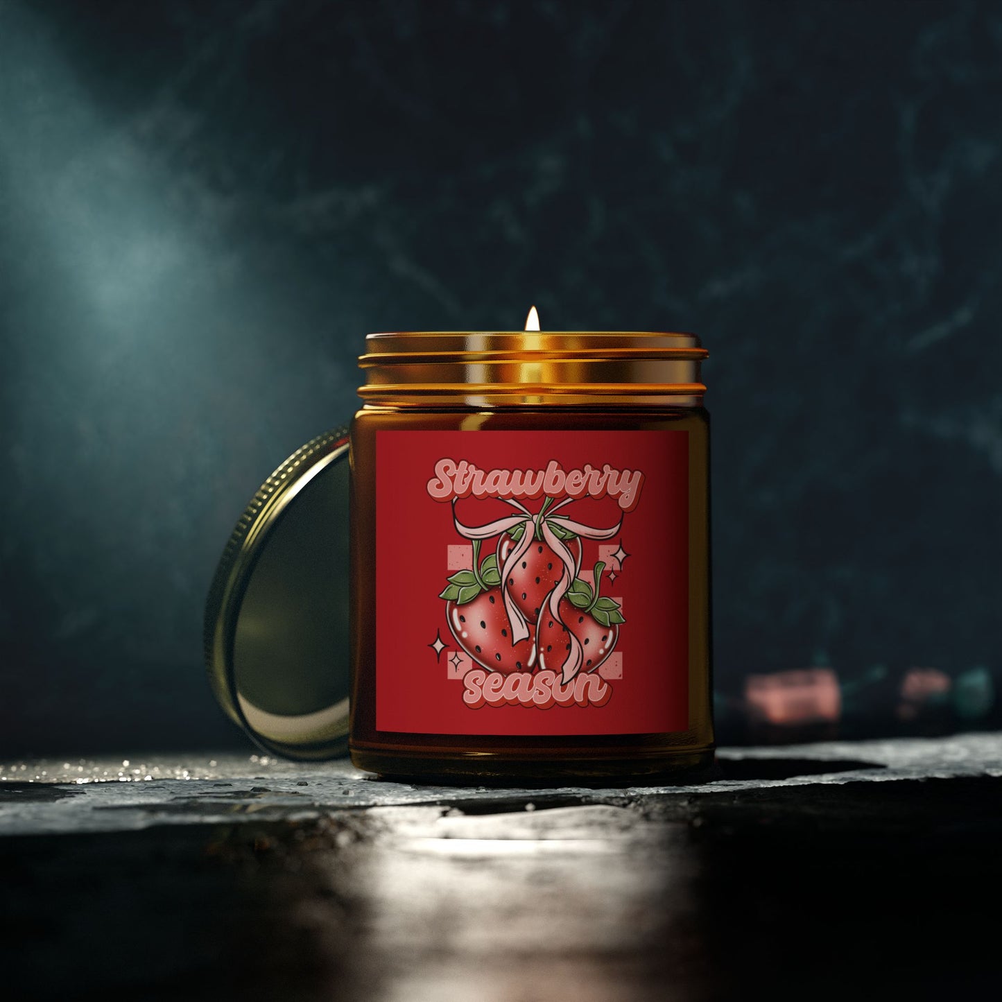 Strawberry Season Scented Candle – Coconut Apricot Wax (9oz)
