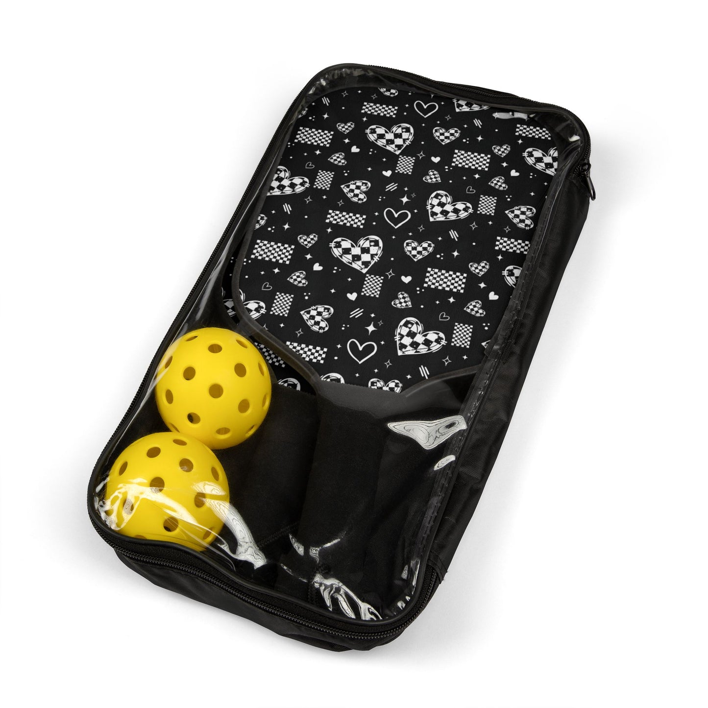 Checker Hearts Pickleball Paddle Set with Balls