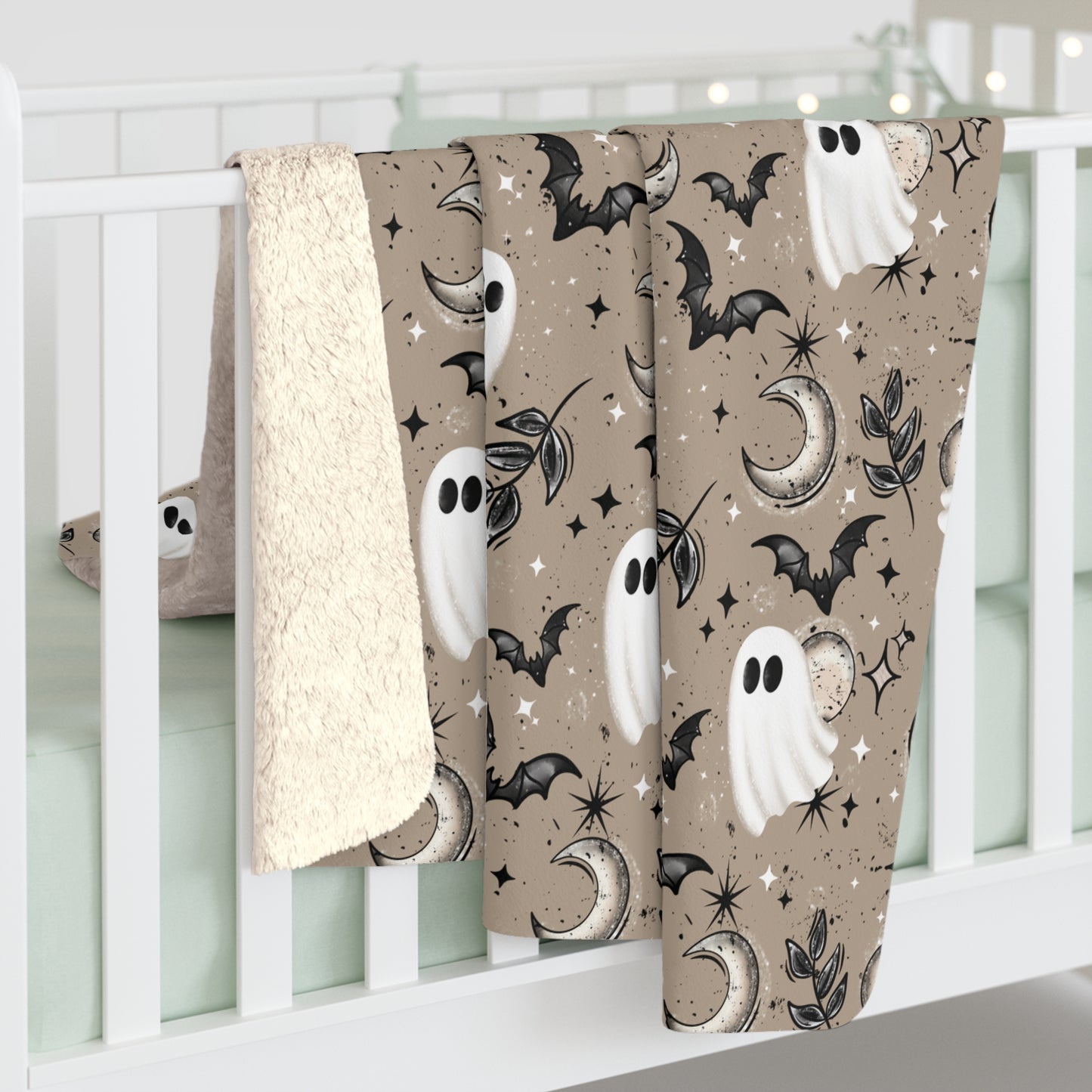 Ghosts and Moons Sherpa Fleece Blanket