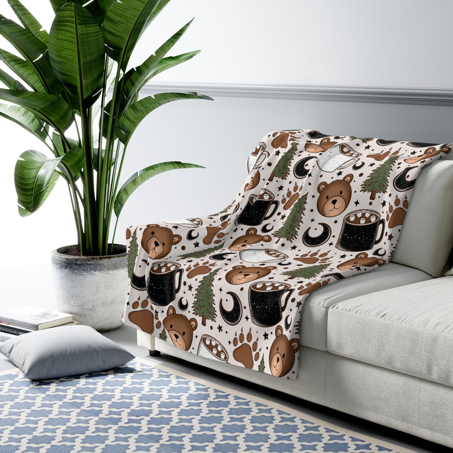 Bear Camping Sherpa Fleece Blanket