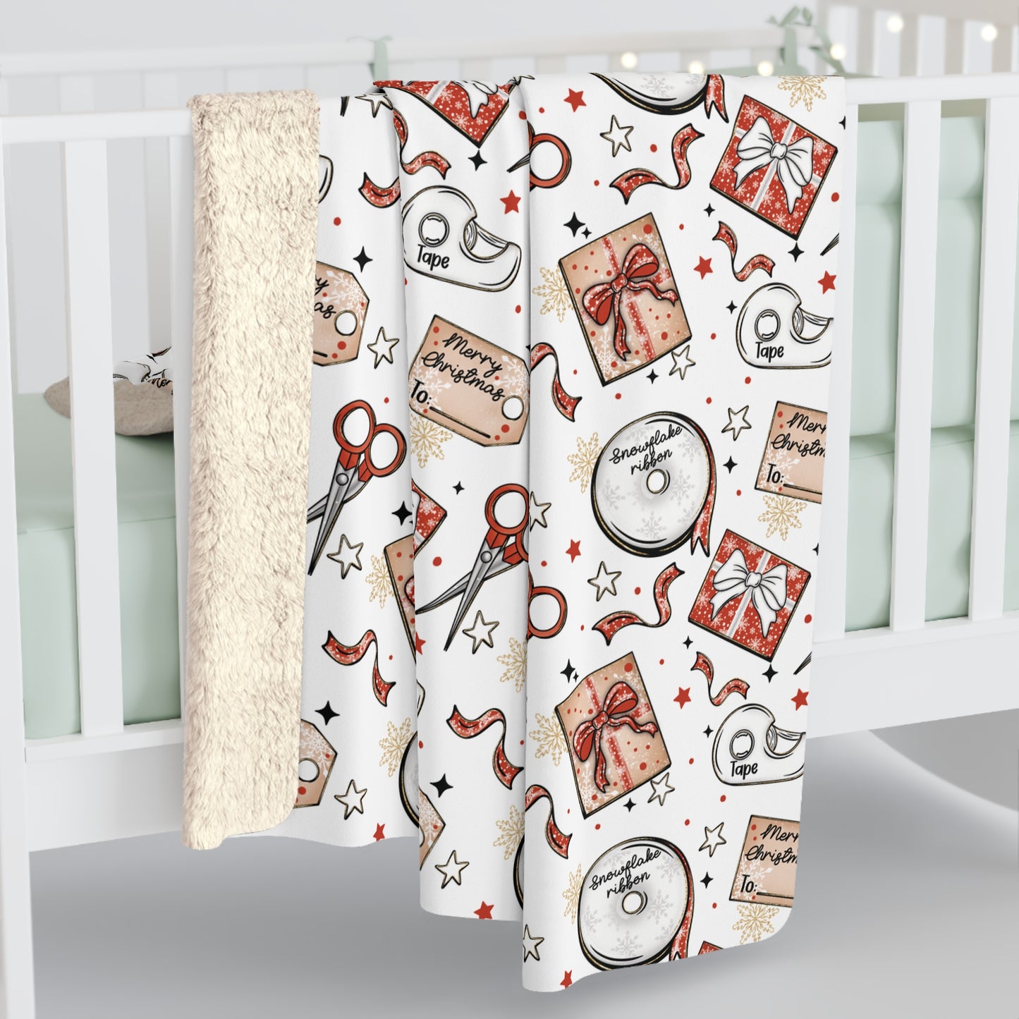 Wrapping Paper Sherpa Fleece Blanket
