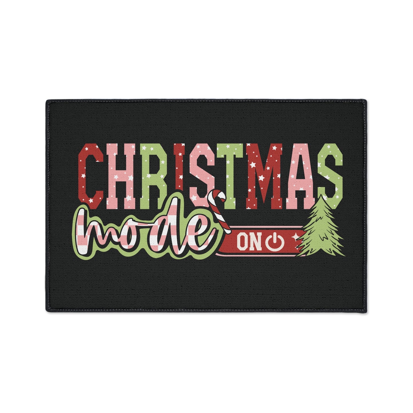 Christmas Mode On Floor Mat, Durable Entrance Rug, Christmas Decor, Home Welcome Mat, Christmas Welcome Mat, Seasonal Floor Mat