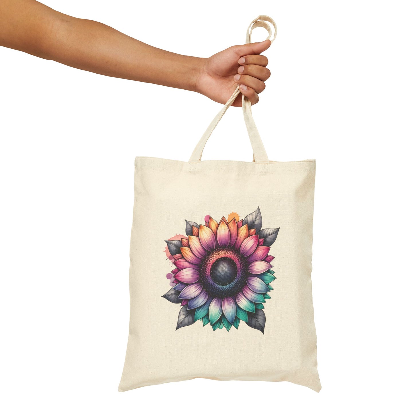 Pastel Sunflower Vibes Cotton Canvas Tote Bag - Eco-Friendly Floral Shopper