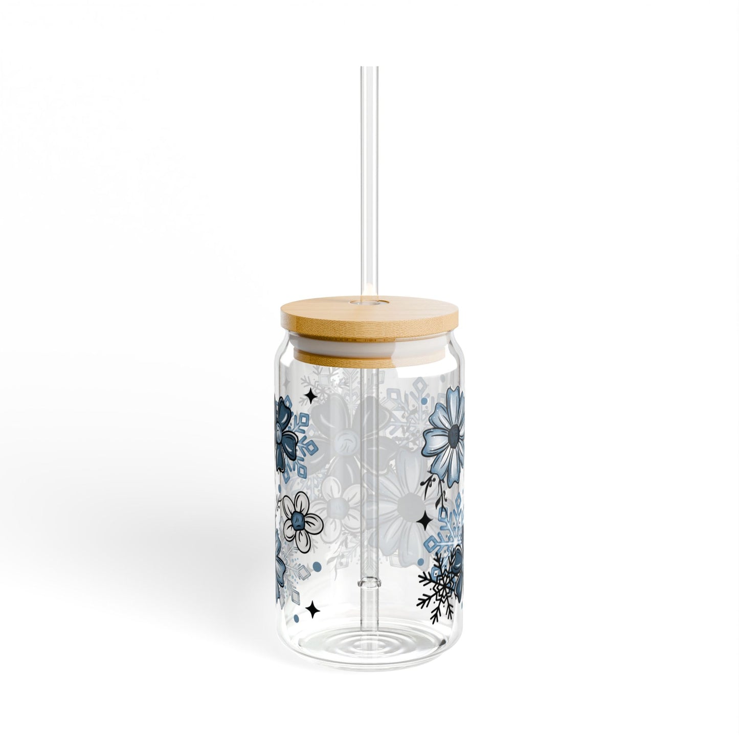 Winter Florals Sipper Glass, 16oz