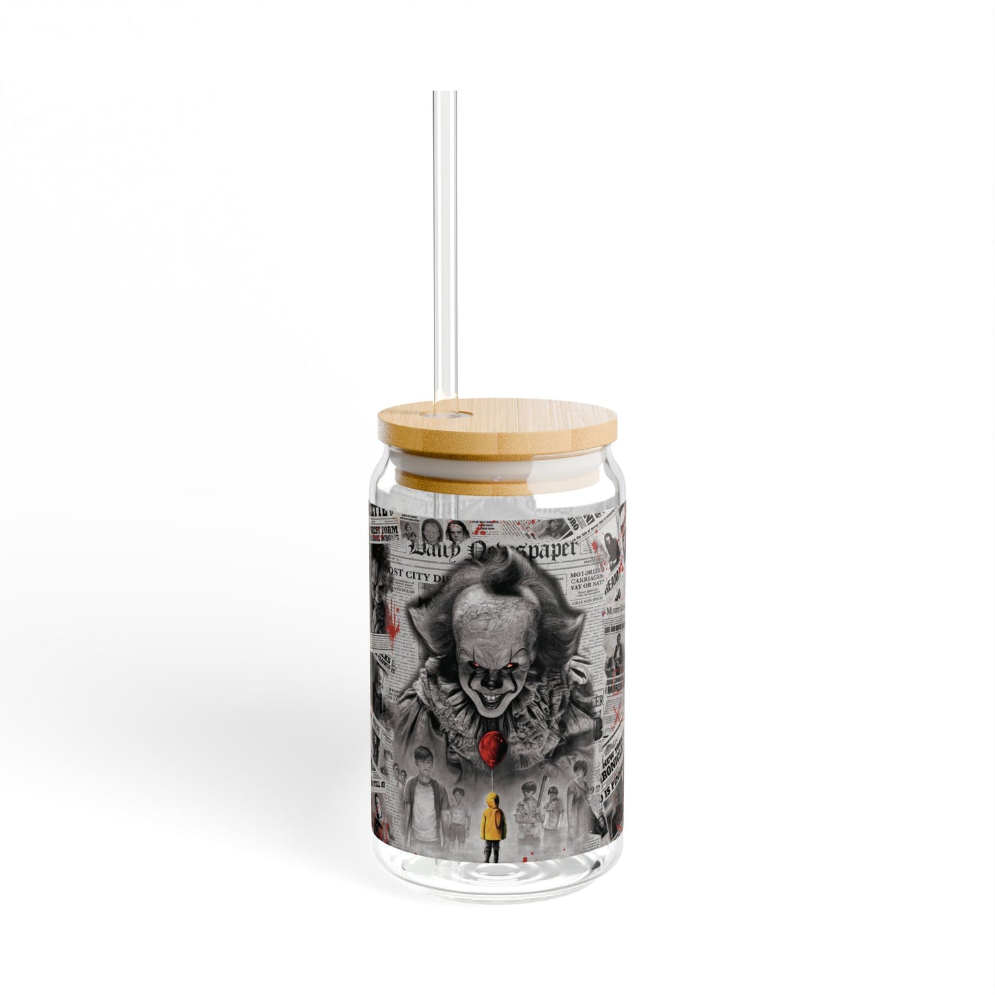 Scary Clown Halloween Sipper Glass, 16oz