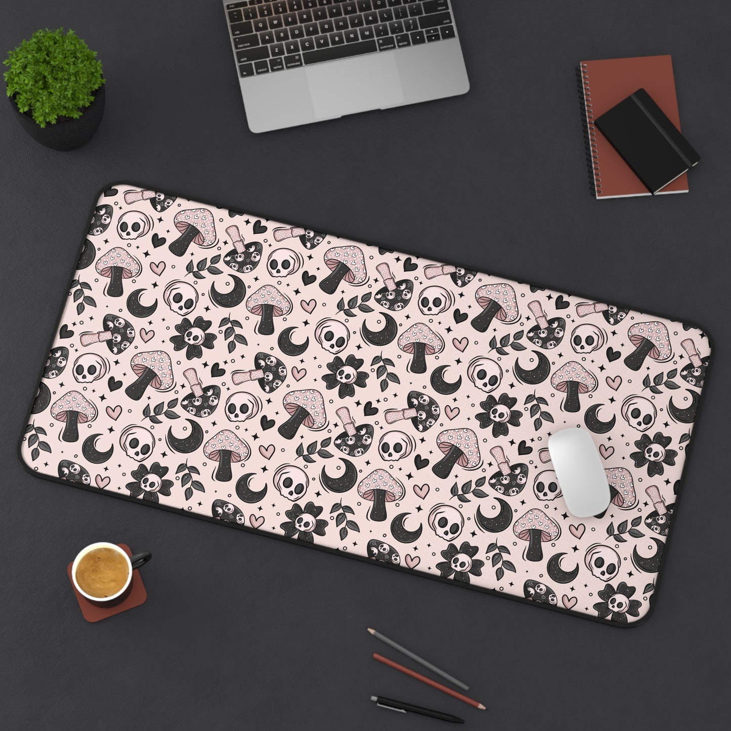 Spooky Love Mushrooms Desk Mat