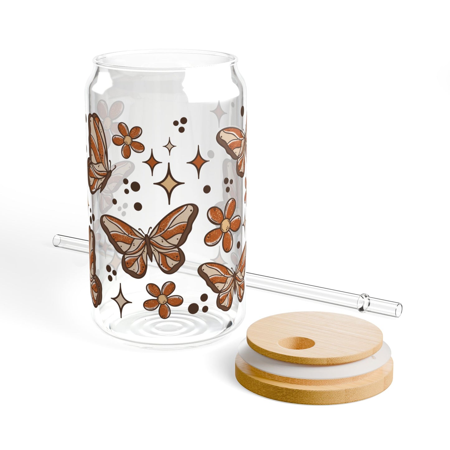 Fall Butterflies Sipper Glass, 16oz