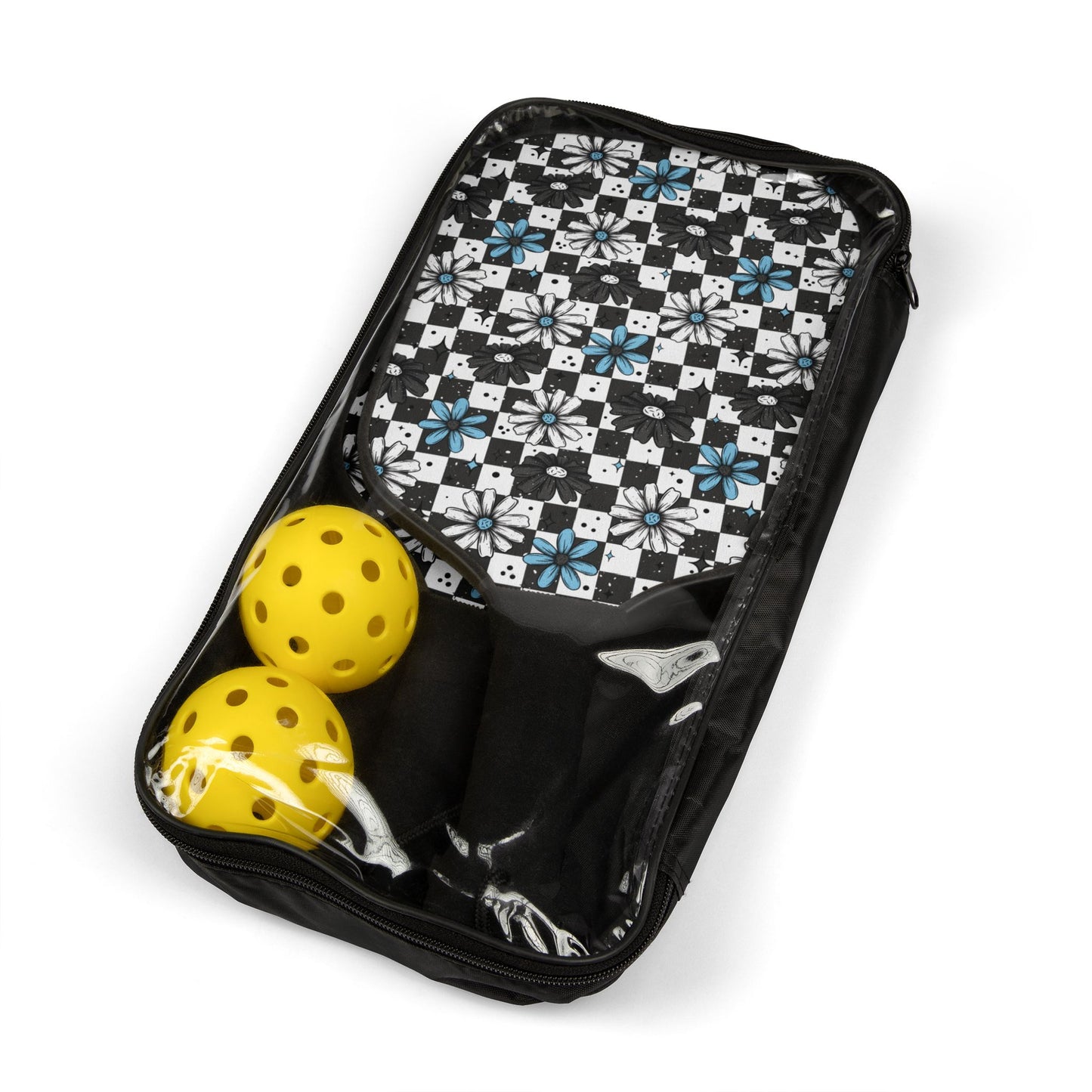 Floral Checkers Pickleball Paddle Set with Balls