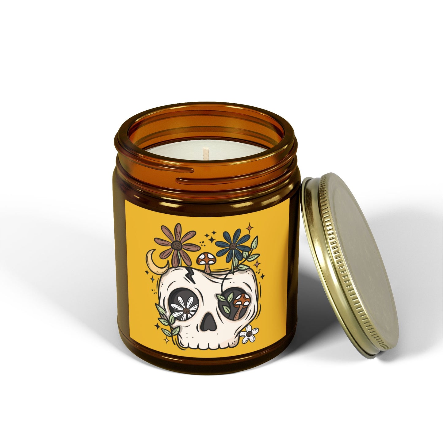 Skully Floral Scented Candle – Coconut Apricot Wax (9oz)