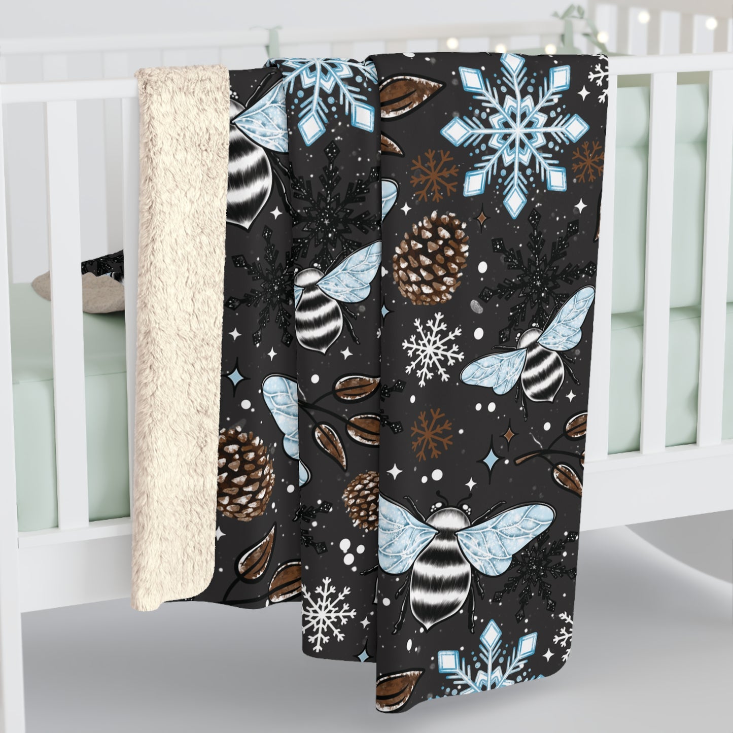 Winter Bees Sherpa Fleece Blanket