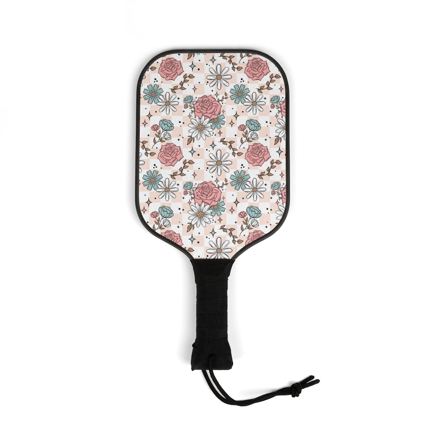 Pink and Blue Florals Pickleball Paddle Set with Balls