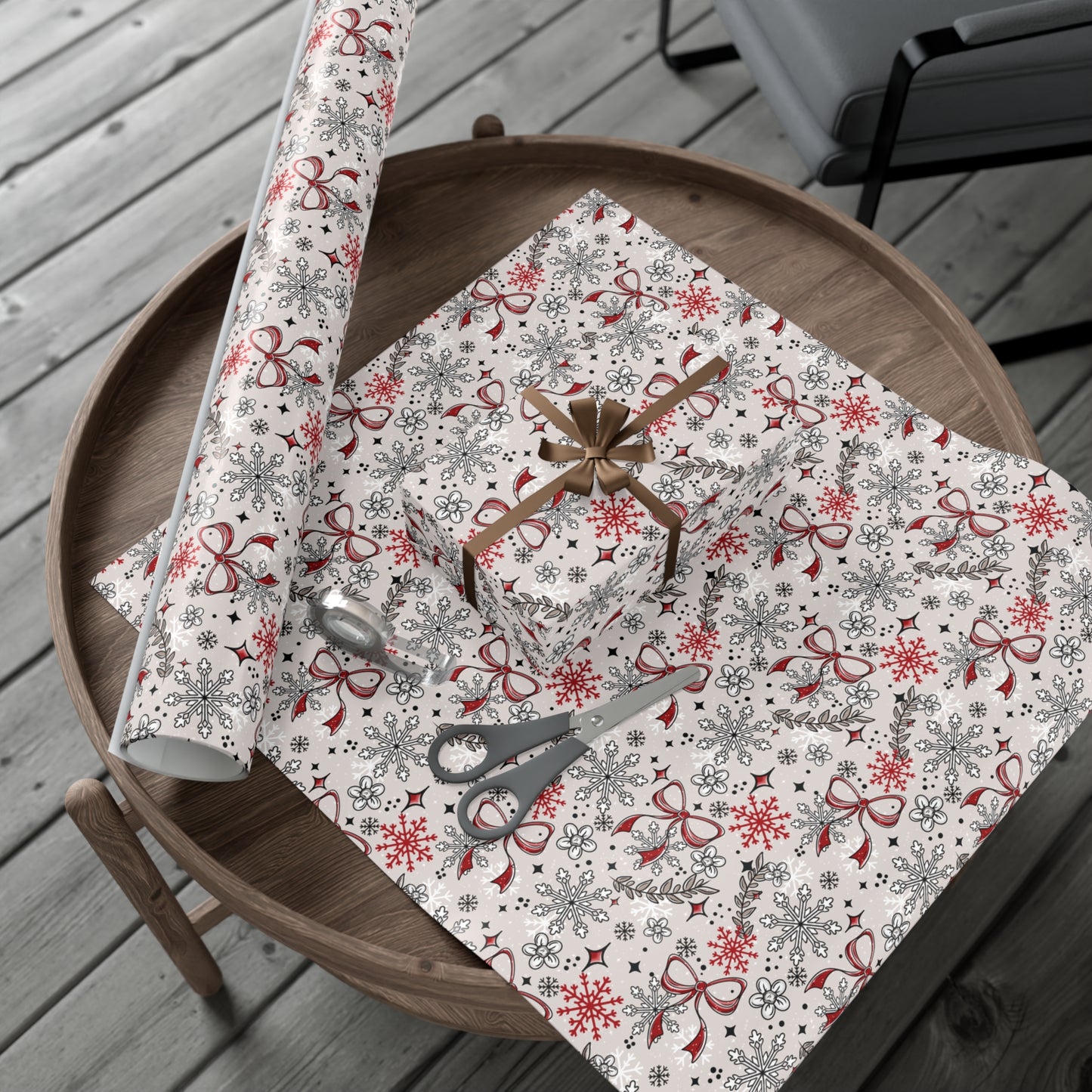 Snow and Bows Gift Wrap Papers