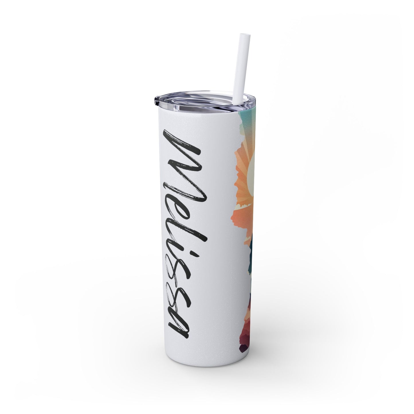 Personalized Sunrise Skinny Tumbler - 20oz Travel Mug with Straw