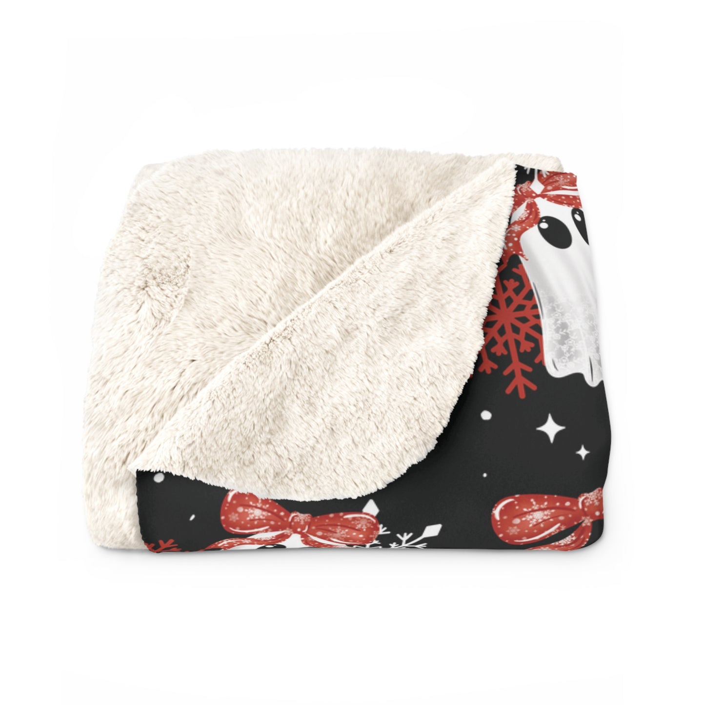 Snowflake Ghostie Sherpa Fleece Blanket