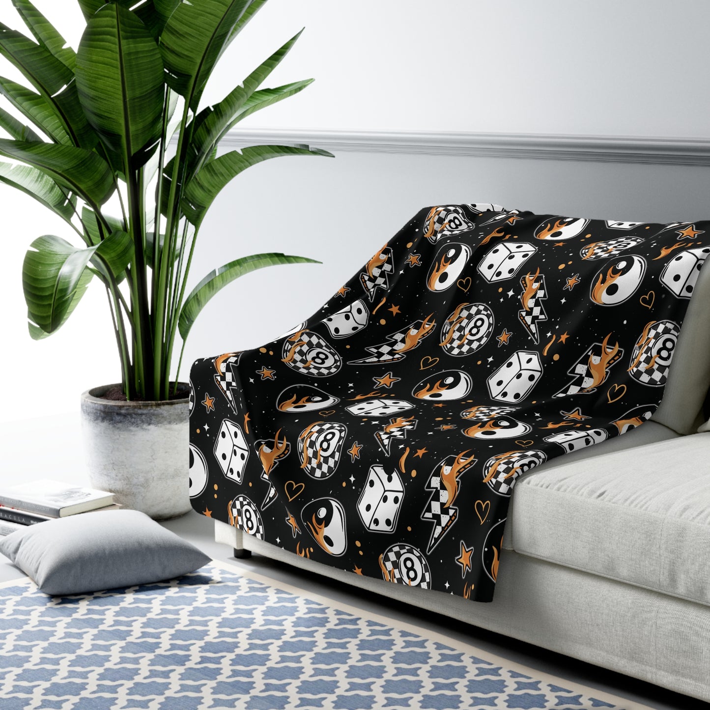 Magic Eightball Checker Sherpa Fleece Blanket