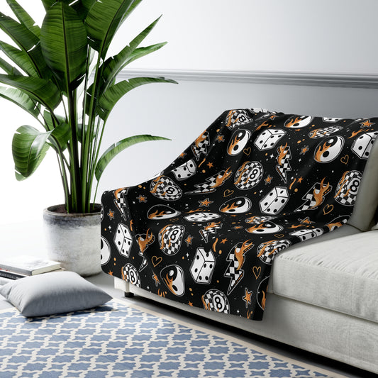 Magic Eightball Checker Sherpa Fleece Blanket