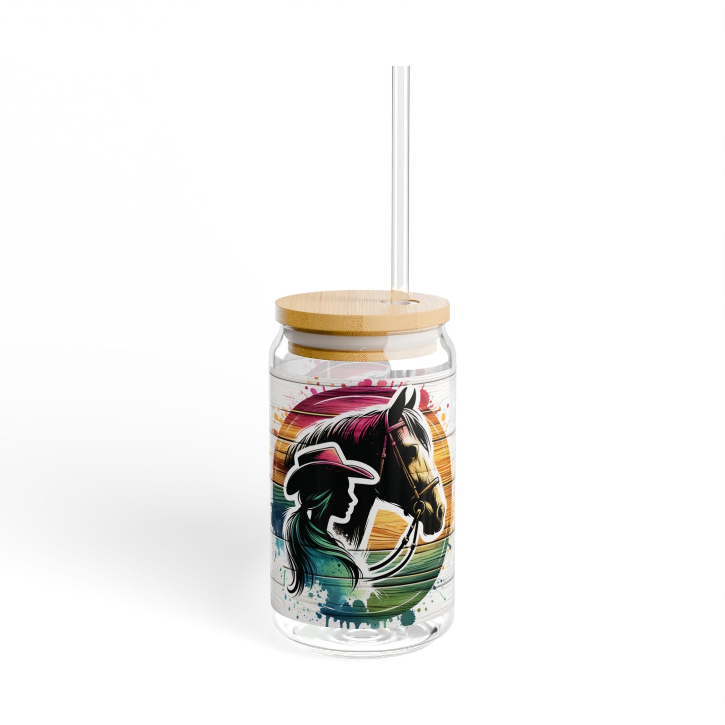 Cowgirl and Her Horse Sipper Glass, 16oz