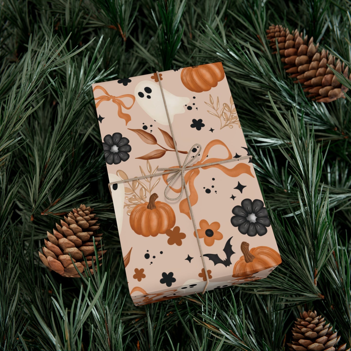 Fall Pumpkins and Florals Gift Wrap Papers