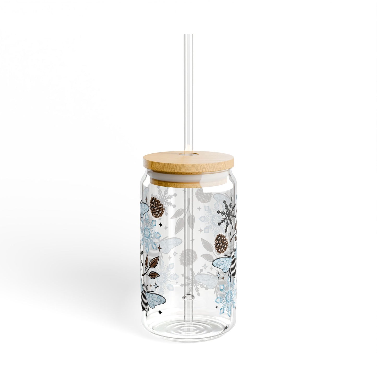 Winter Bee Sipper Glass, 16oz
