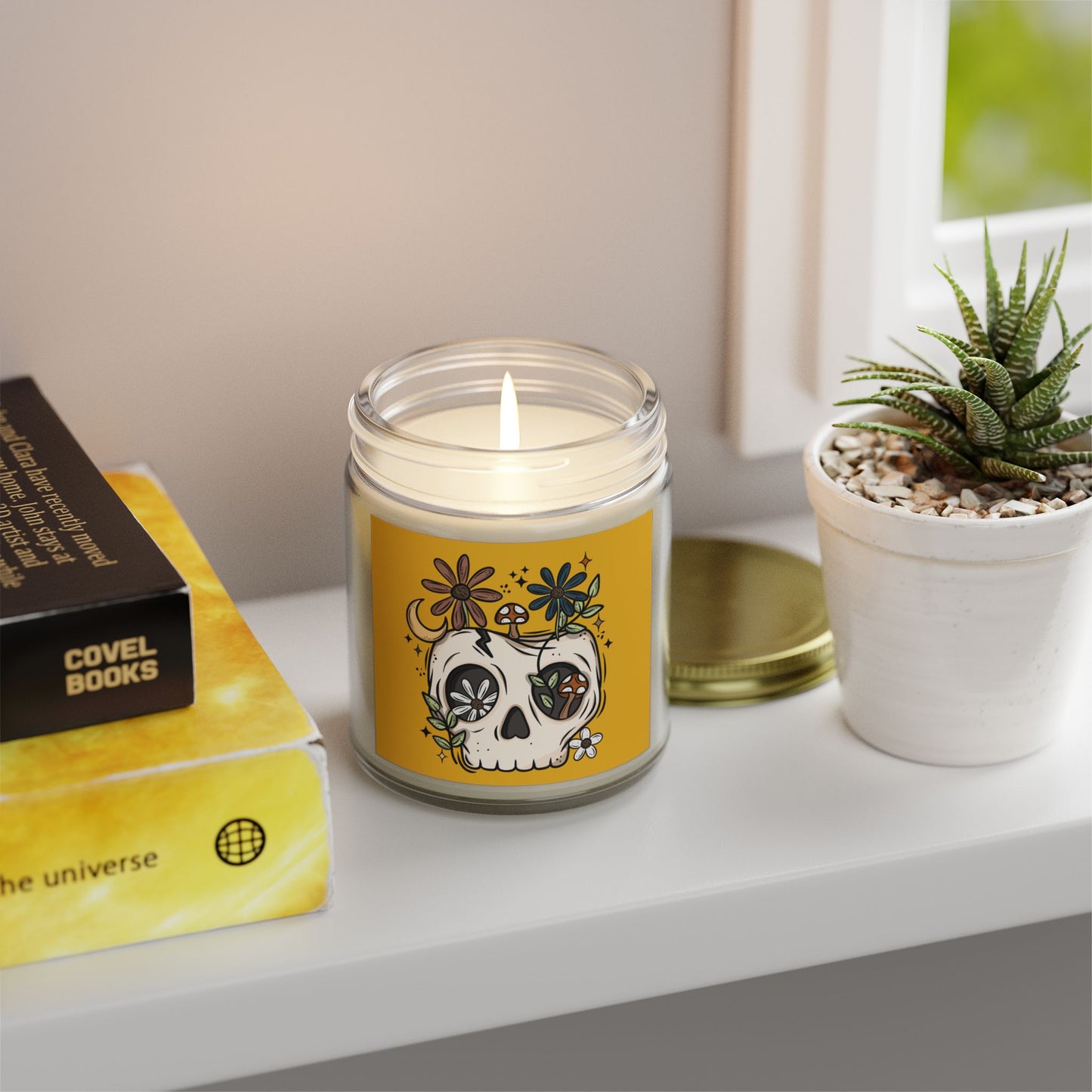 Skully Floral Scented Candle – Coconut Apricot Wax (9oz)