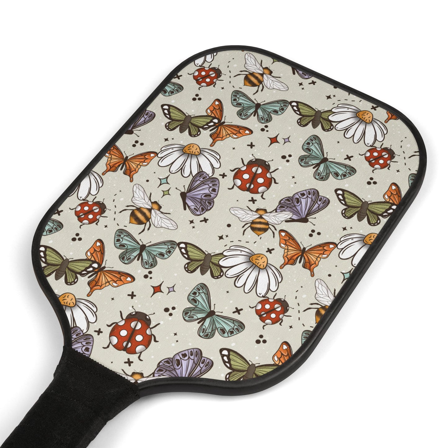 Butterflies Bees Ladiesbugs (White) Pickleball Paddle Set with Balls