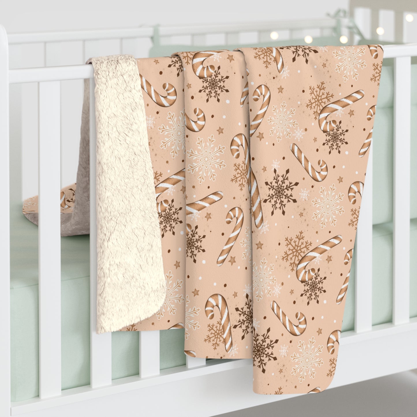 Candy Cane Snowflakes Sherpa Fleece Blanket
