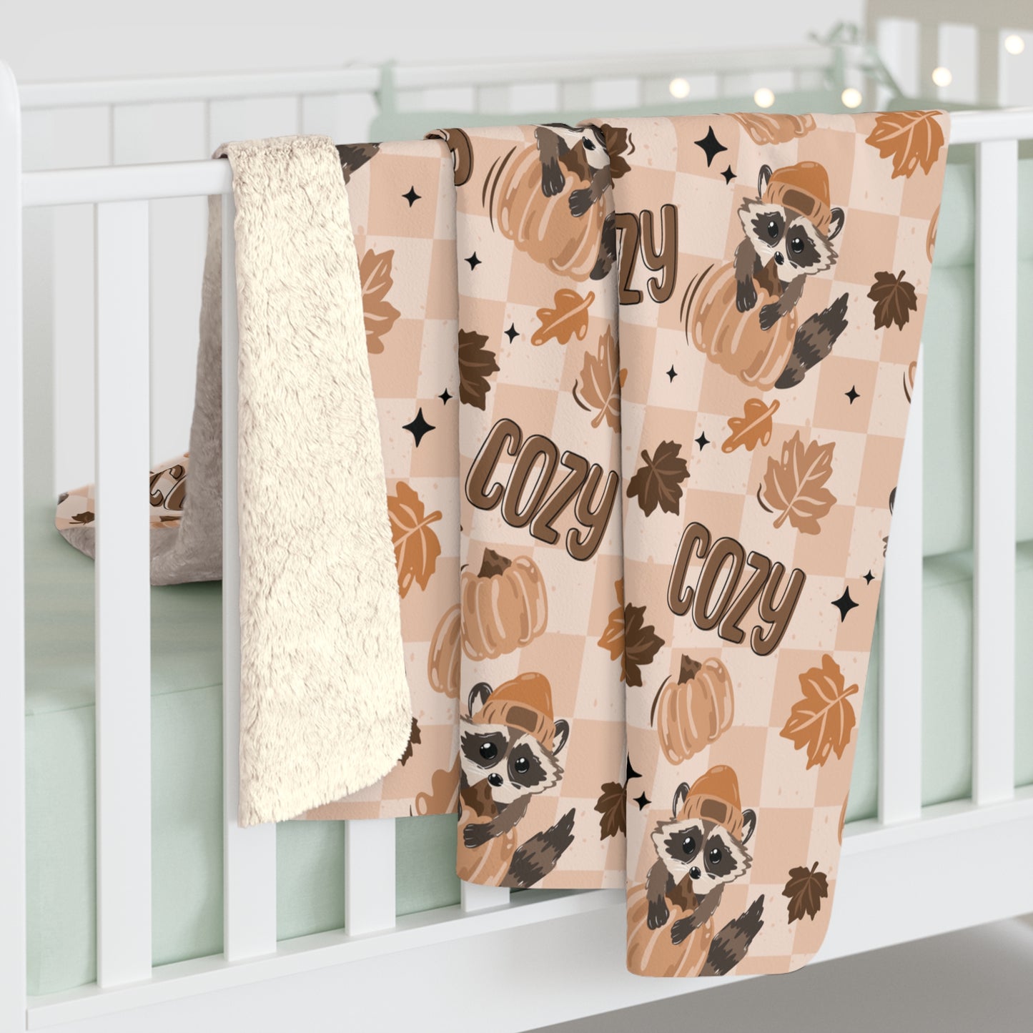 Cozy Raccoon Sherpa Fleece Blanket