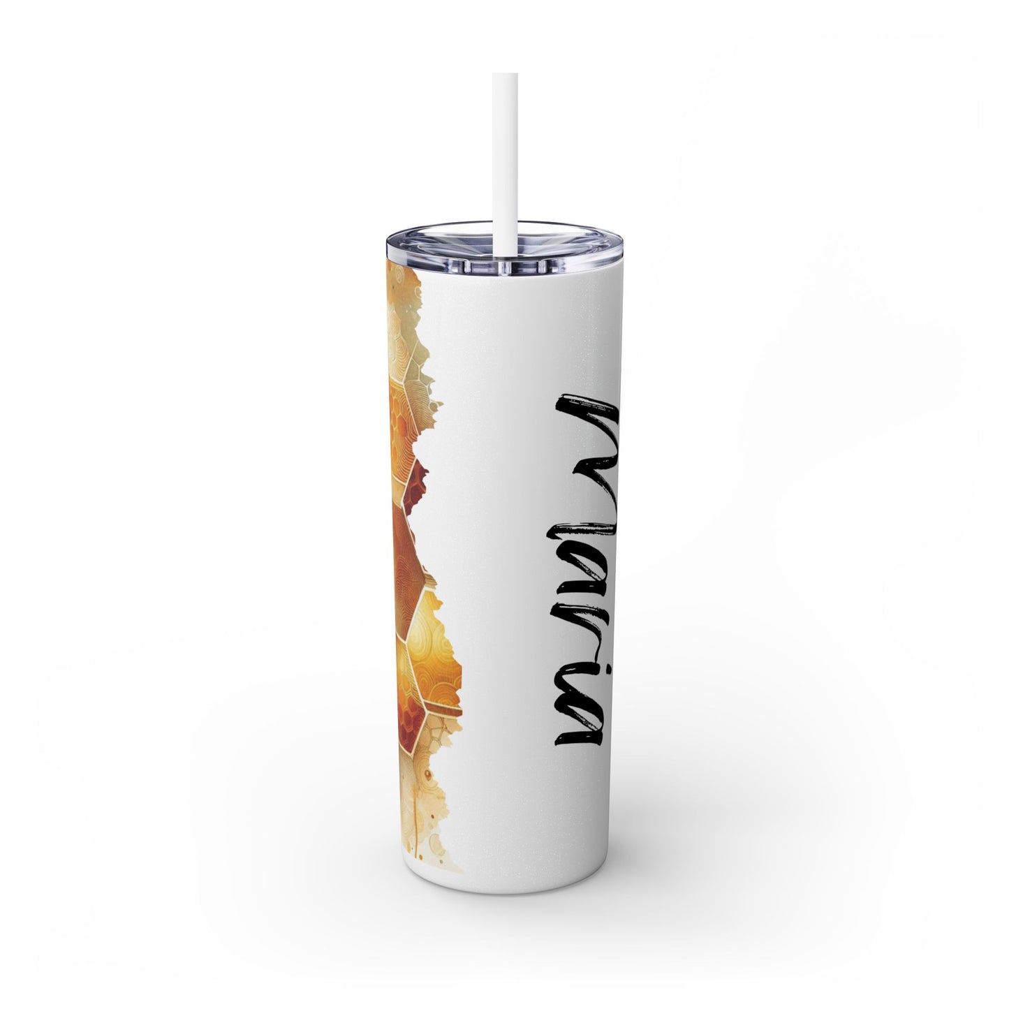 Personalized Honeycomb Skinny Tumbler - 20oz Travel Mug with Straw