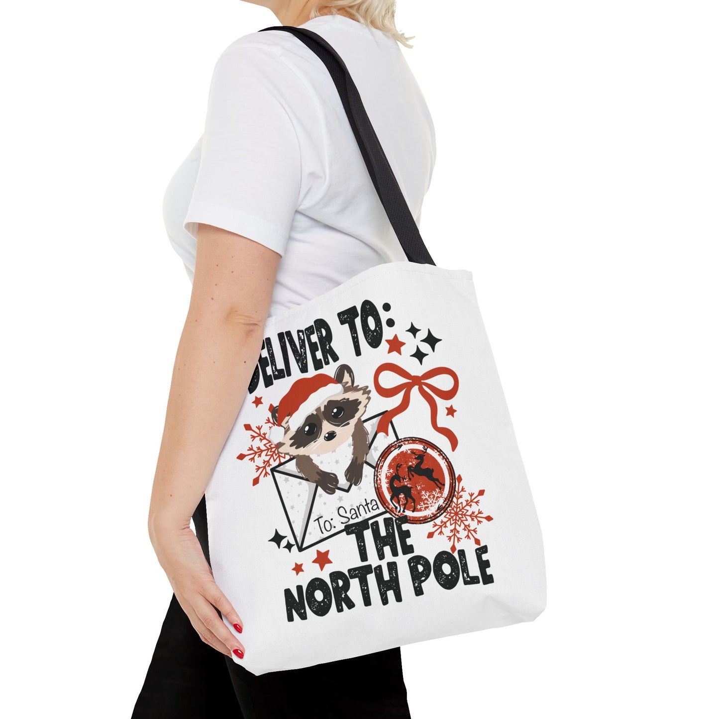 Deliver to the North Pole Raccoon Tote Bag