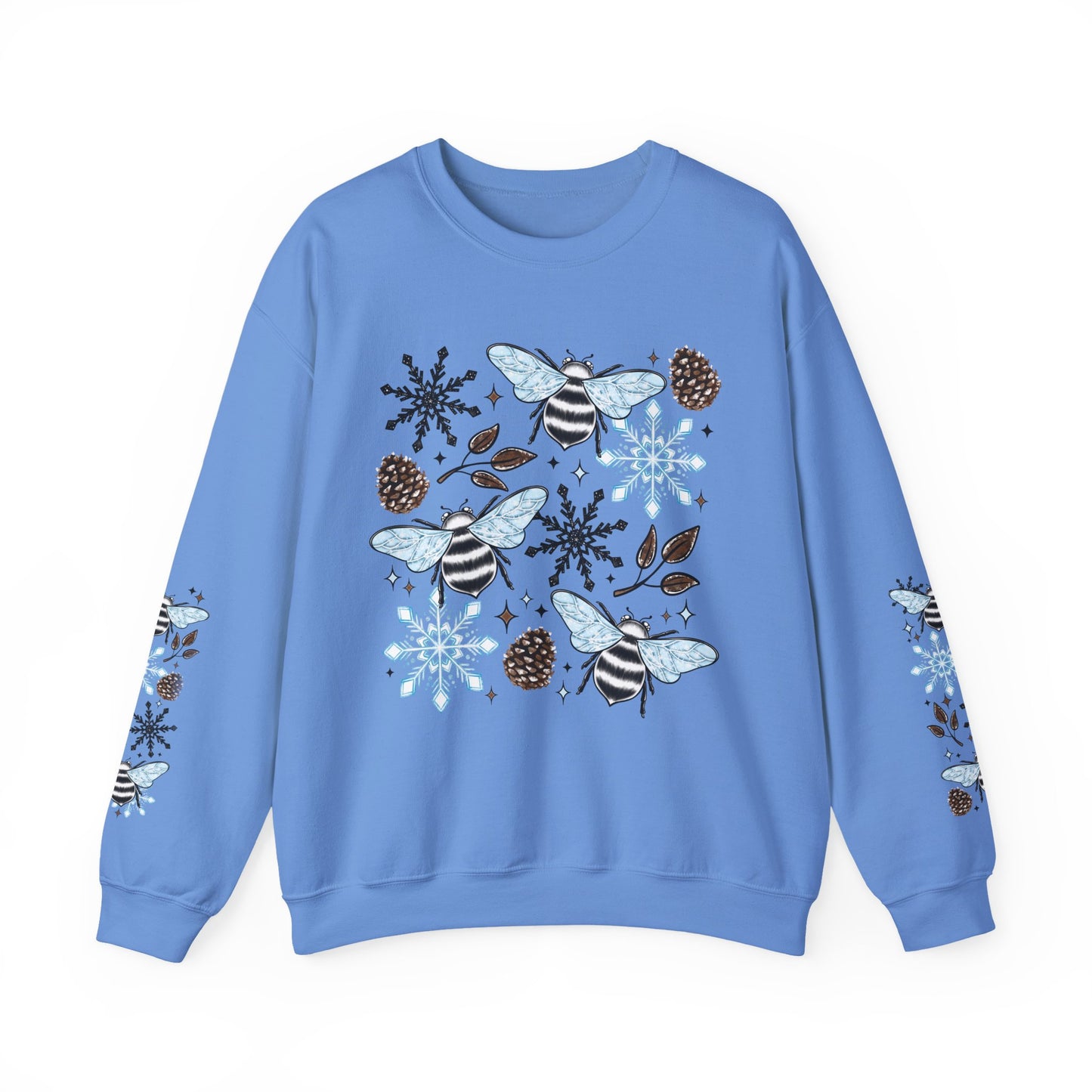 Winter Bee Collage w Sleeves Crewneck Sweatshirt