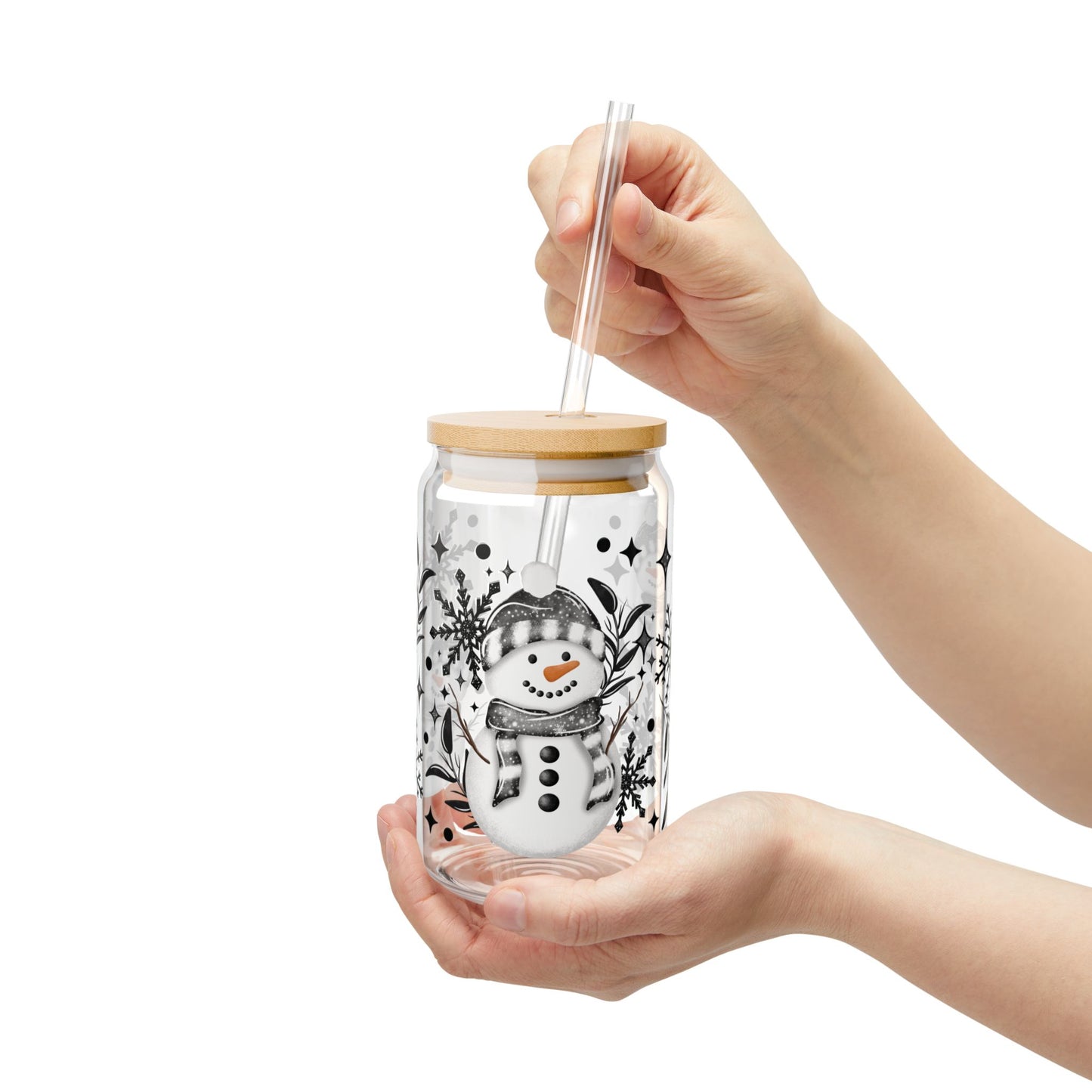 Snowman Sipper Glass, 16oz